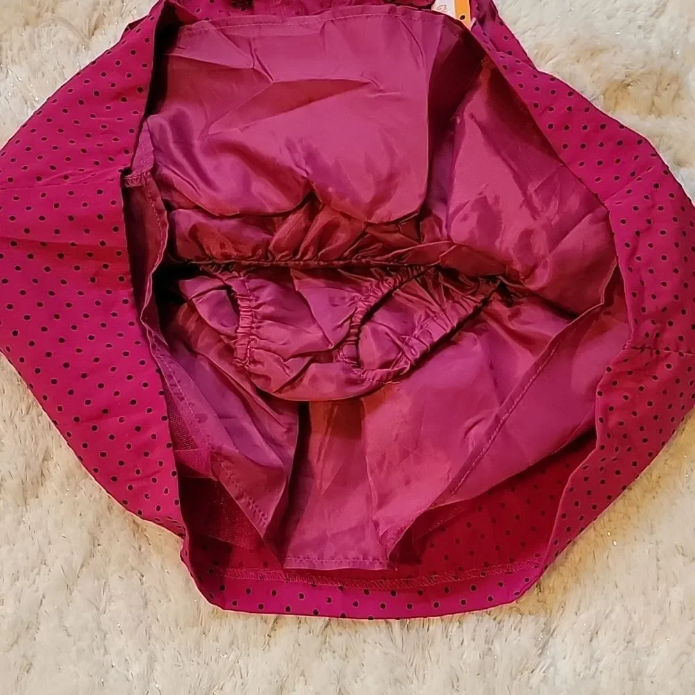 𝅺GYMBOREE FUSCIA POLKA DOT DRESS WITH PANTIES, SIZE 12-18 MONTHS, NEW!
